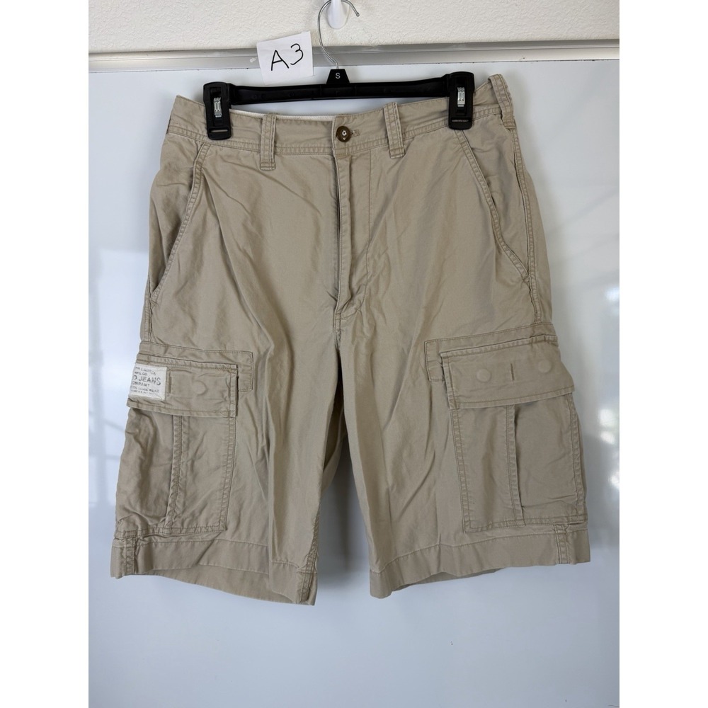 Polo Jeans Co Ralph Lauren Men's Beige Cargo Shorts Cotton Canvas Zip Pockets 29